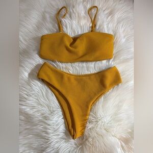 Zaful Mustard Textured Bikini